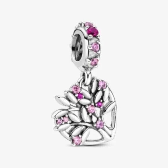 ✅Pandora Pink Heart Family Tree Dangle Charm - Picture 1 of 4